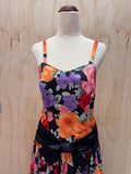 Floral midi dress with black tulle size 38 - (matching with a second dress)