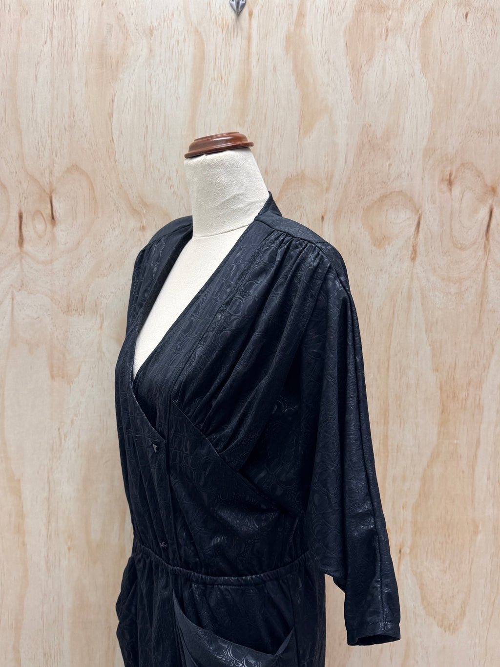 80s black shoulder pads dress