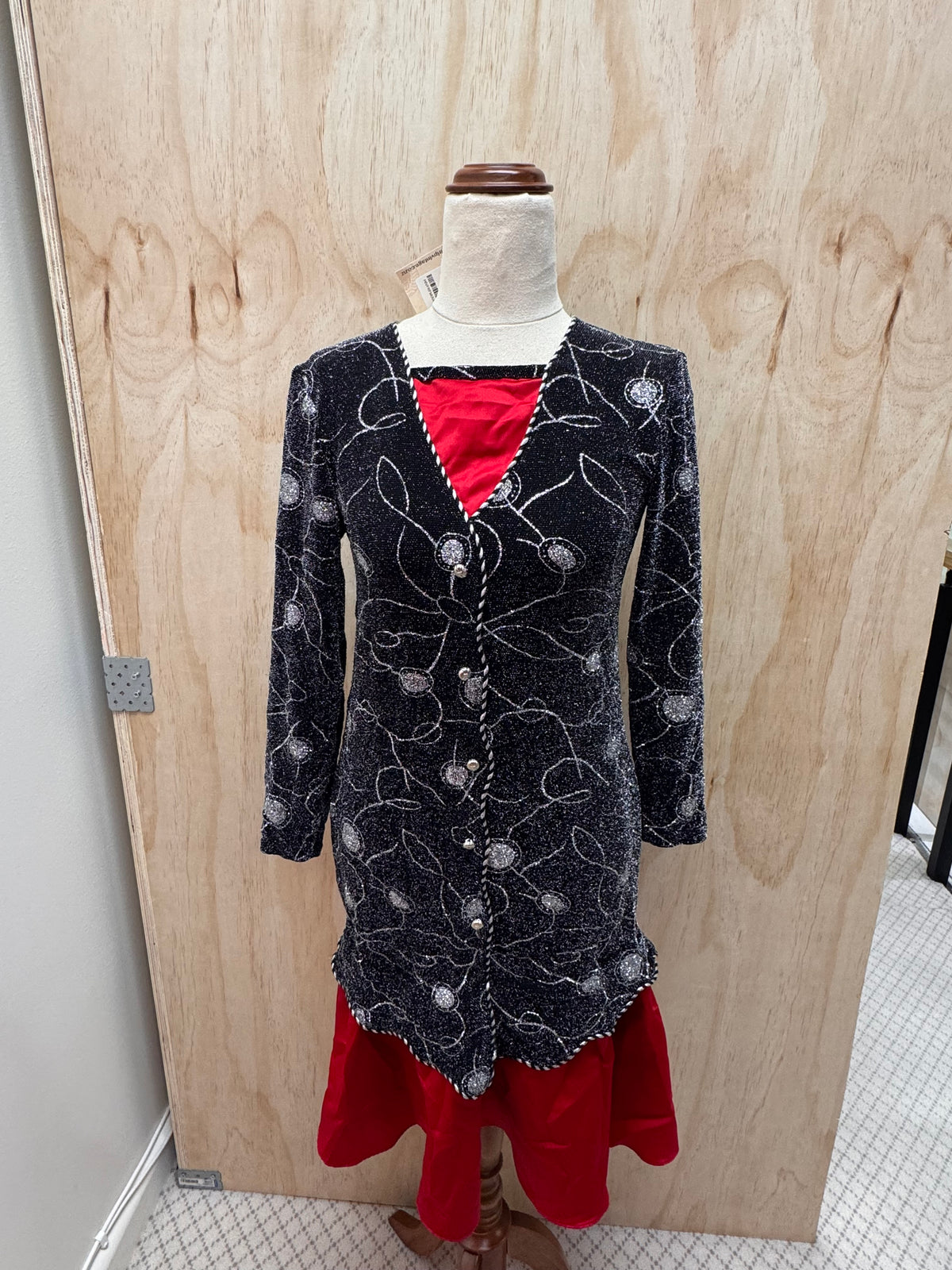80s red and black dress