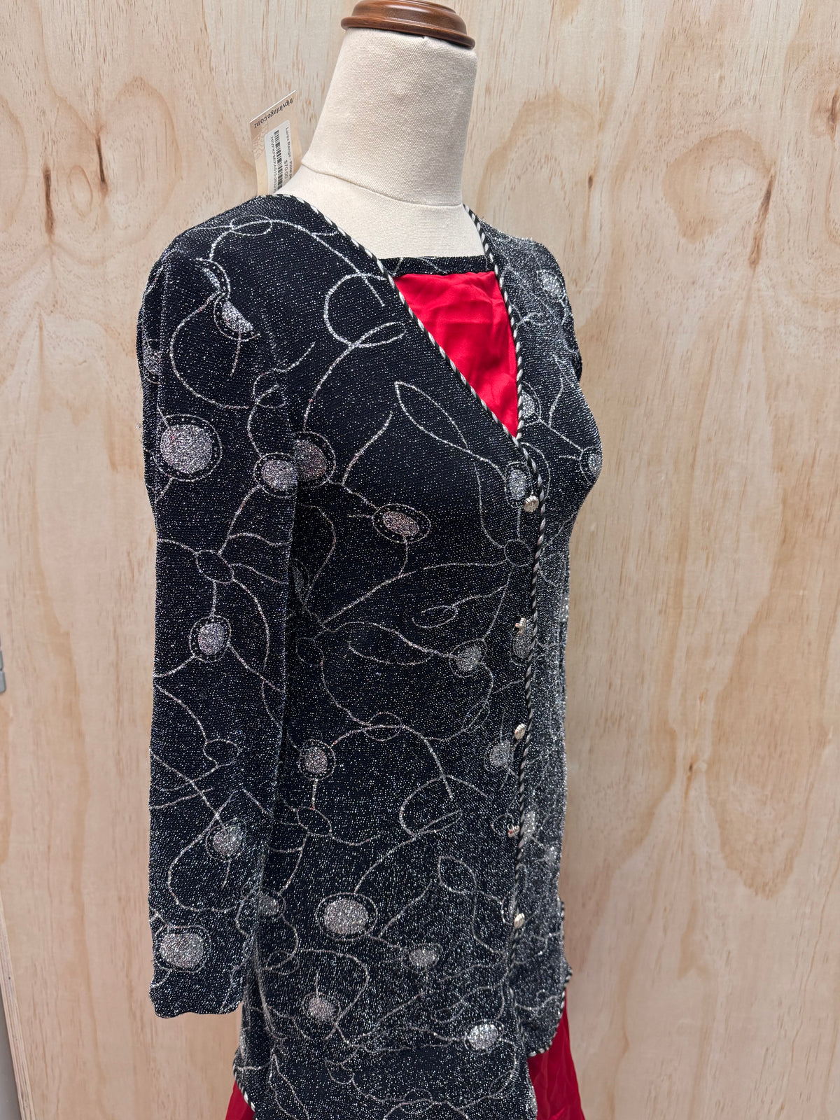 80s red and black dress