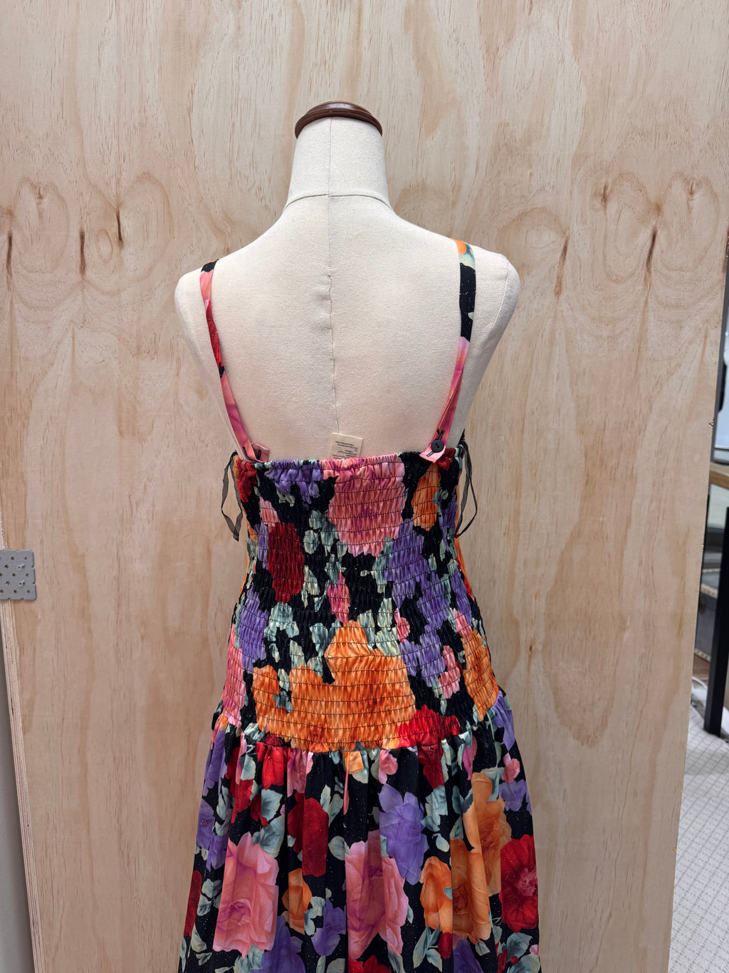 Floral midi dress with black tulle size 38 - (matching with a second dress)