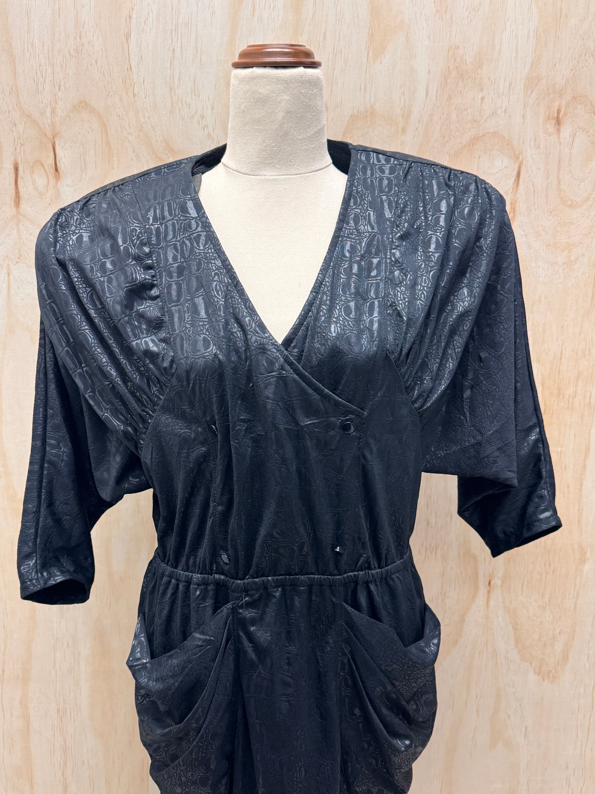 80s black shoulder pads dress