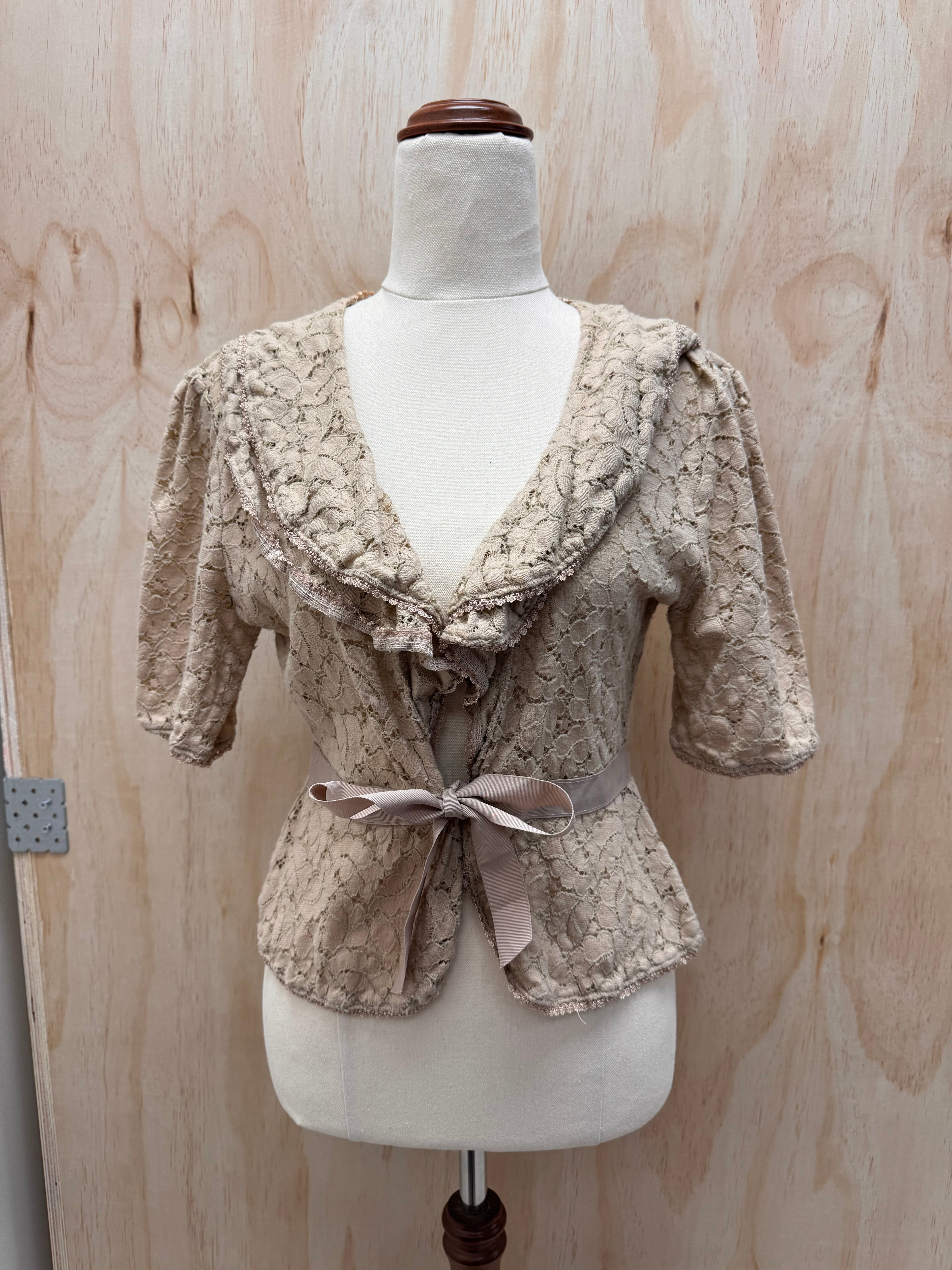 Beige lacy tie top - apt.9 - Small