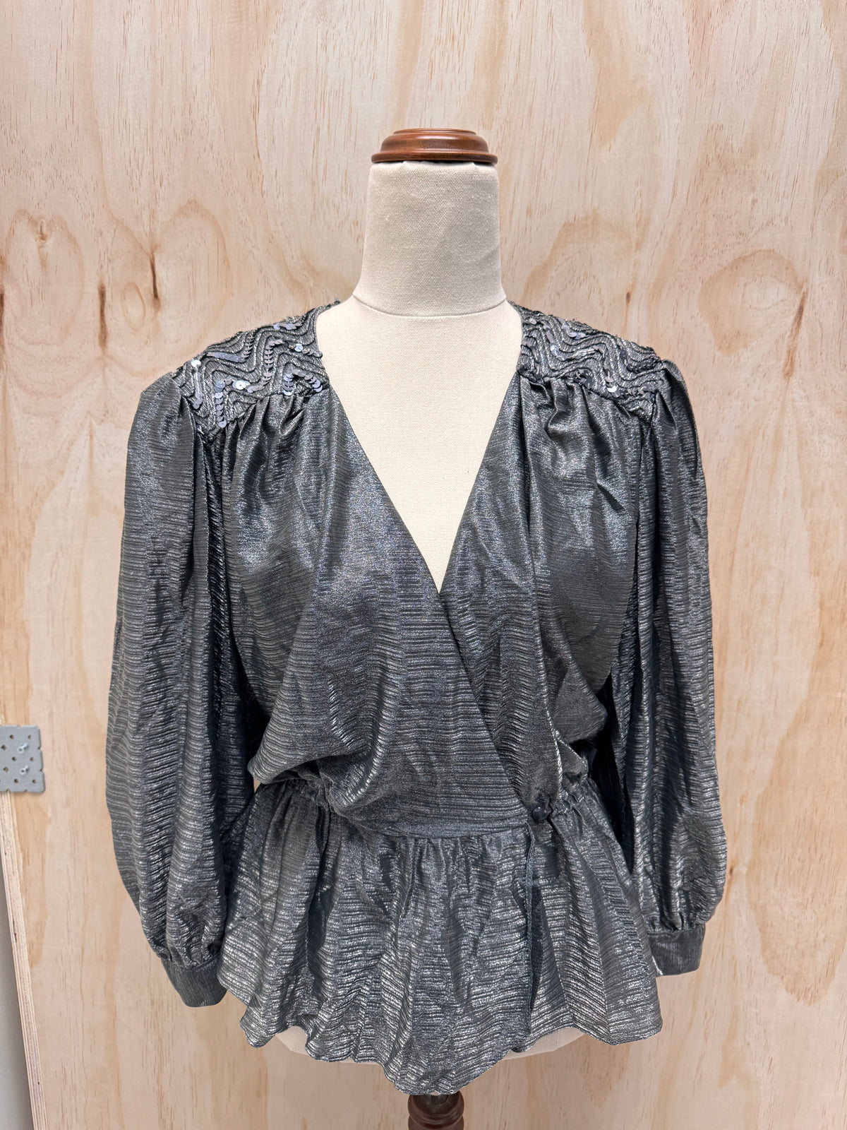 Silver Sparkle Wrap Top - Dorette - EU42