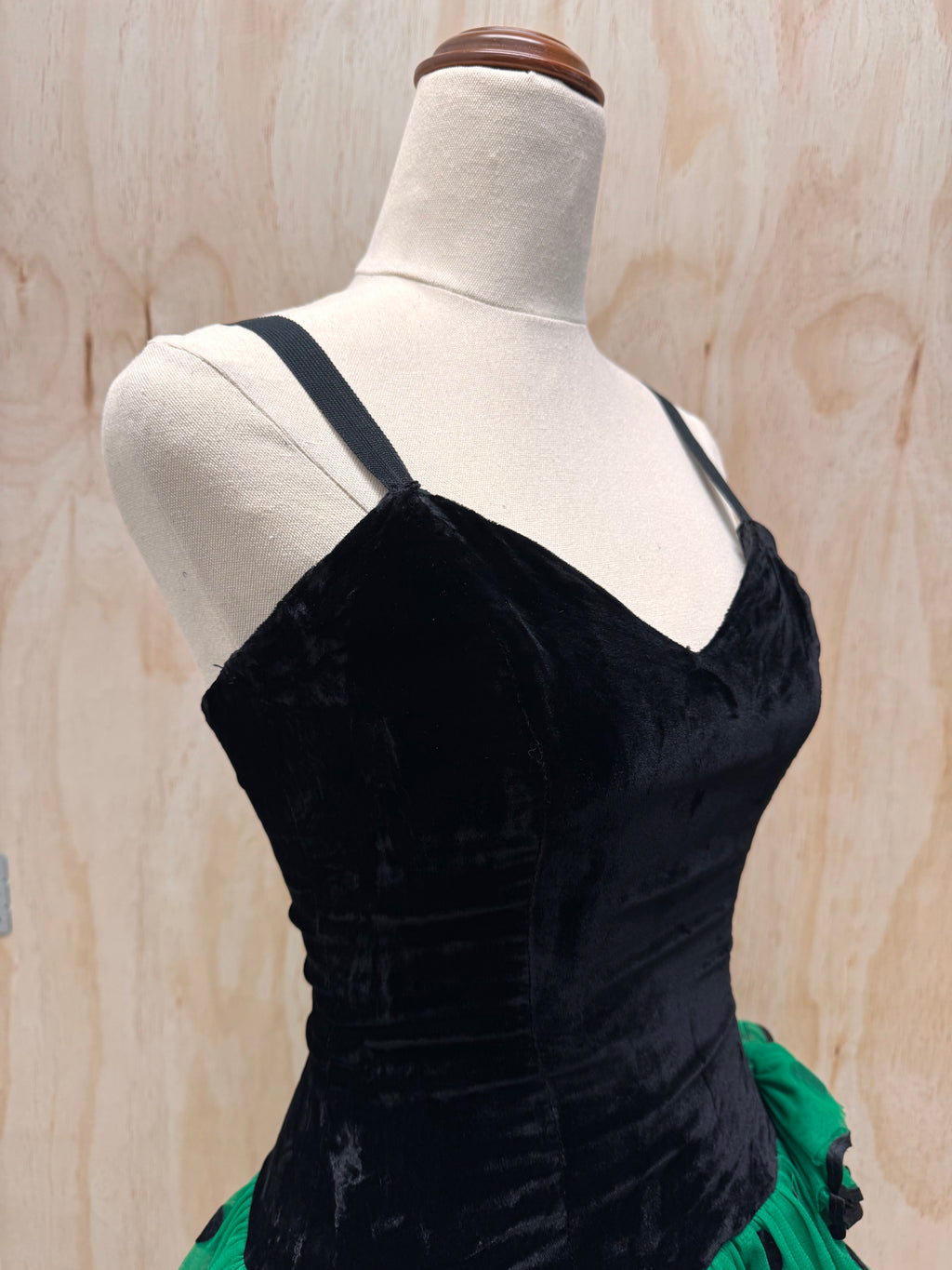 80s dress mini, green polka dot tulle skirt