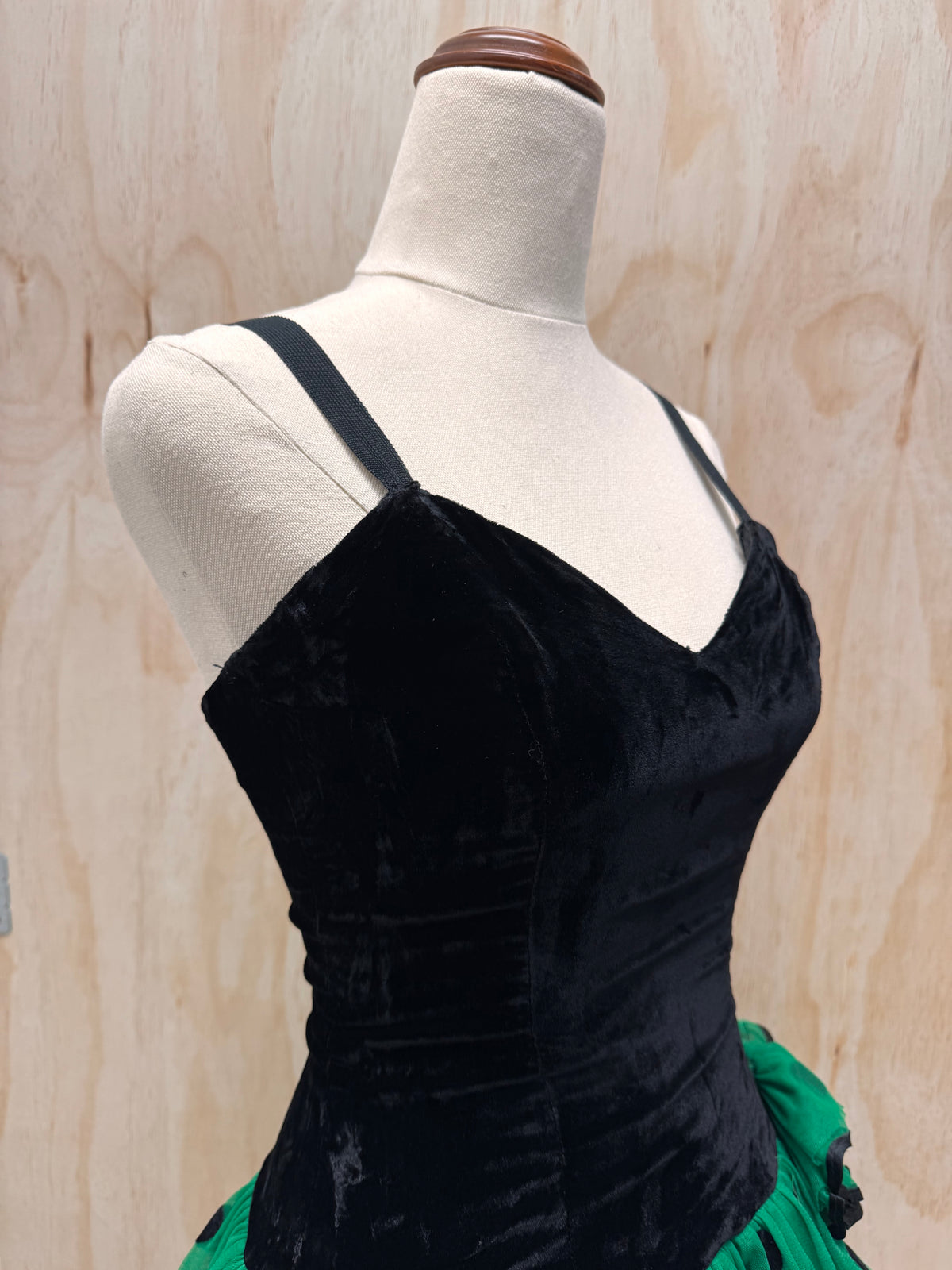 80s dress mini, green polka dot tulle skirt