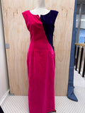 80s pink & purple asymmetrical velvet dress