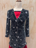 80s red and black dress