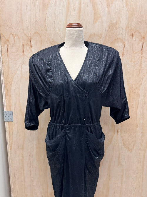 80s black shoulder pads dress