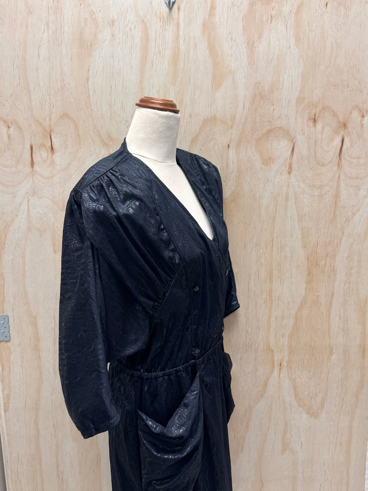80s black shoulder pads dress