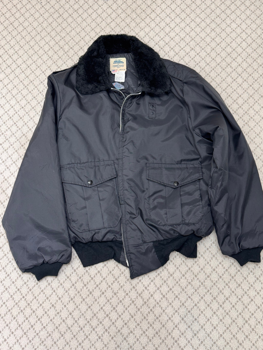 Vintage Nylon Bomber Jacket - Gall Inc - The Commander - Made in the USA - XL