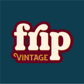Vintage-style logo with 'flip vintage' text on a dark blue background