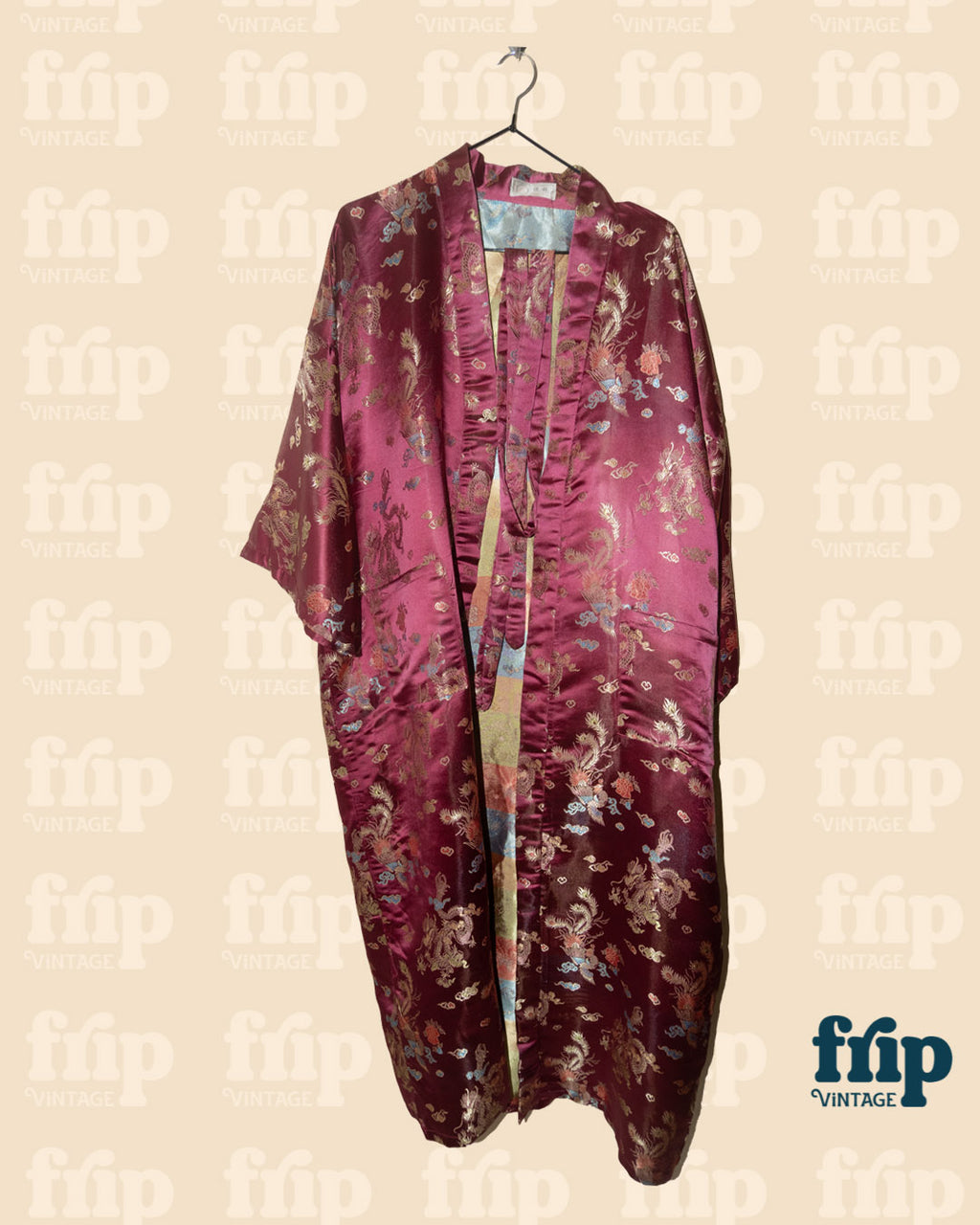 Robe Peignor Chinois - Burgundy with Gold